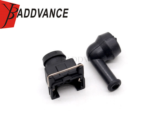 Female Waterproof 2 Way EV1 Fuel Injector Connector Housing With 90 Degree Rubber Boot