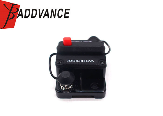 100A Waterproof High Amp Dual Stud Manual Reset Circuit Breaker With Switch (Black)