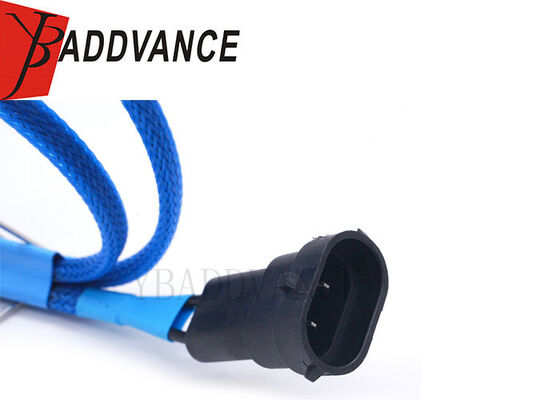 Aptiv 2 Way Male Female Auto Connector Wiring Harness With Blue Braided Protective Sleeve Automotive Pigtail Cable Assembly