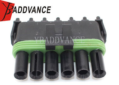 Black 6 Way Female Weather Pack Connector 6 Position 12015799 41x52.5x20.8 Mm
