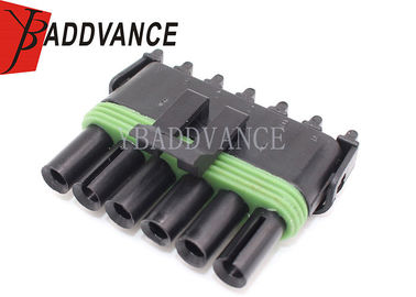 Black 6 Way Female Weather Pack Connector 6 Position 12015799 41x52.5x20.8 Mm
